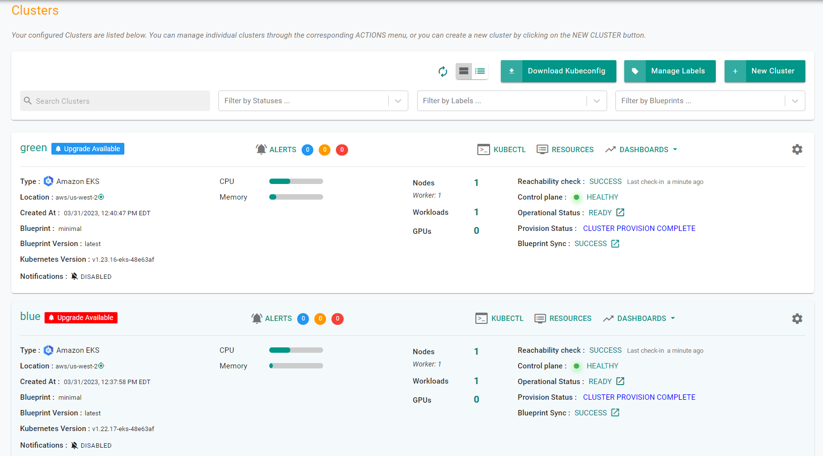 Provisioned Cluster