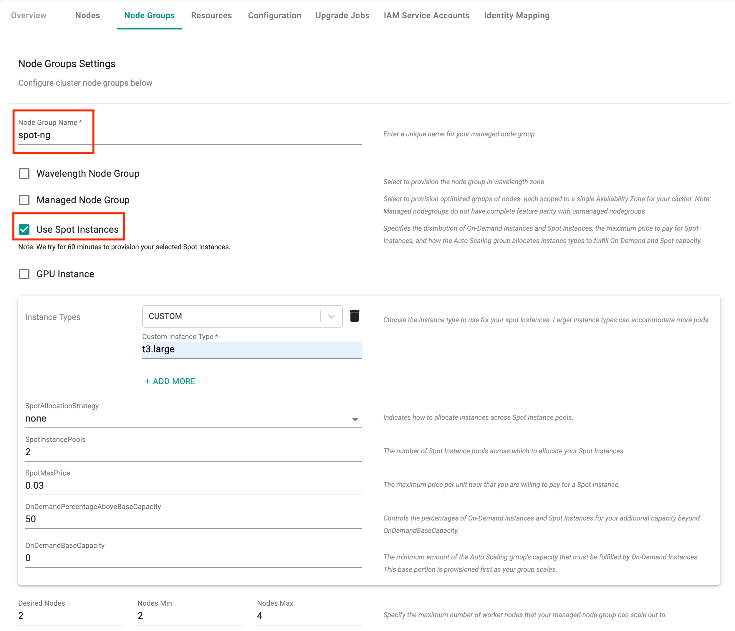 Configure Node Group