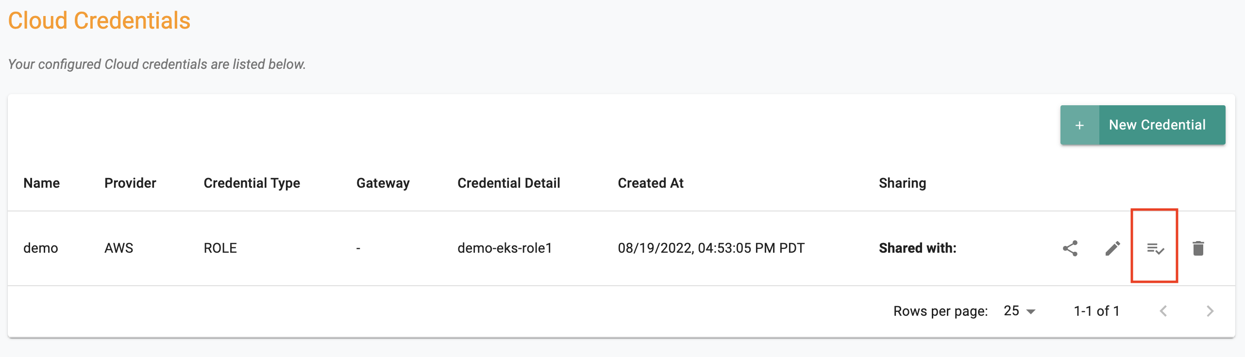 Validate Cloud Credential