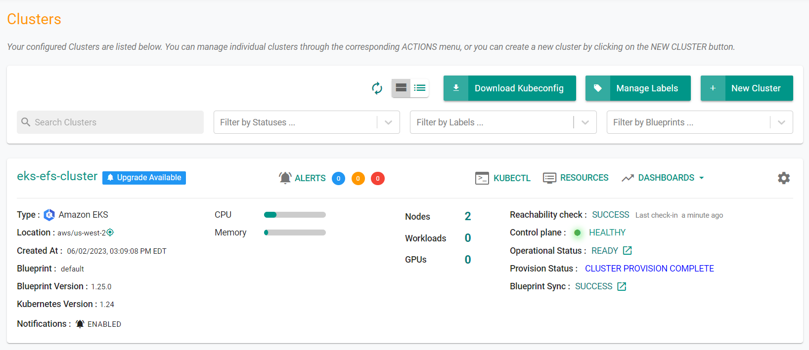 Provisioned Cluster