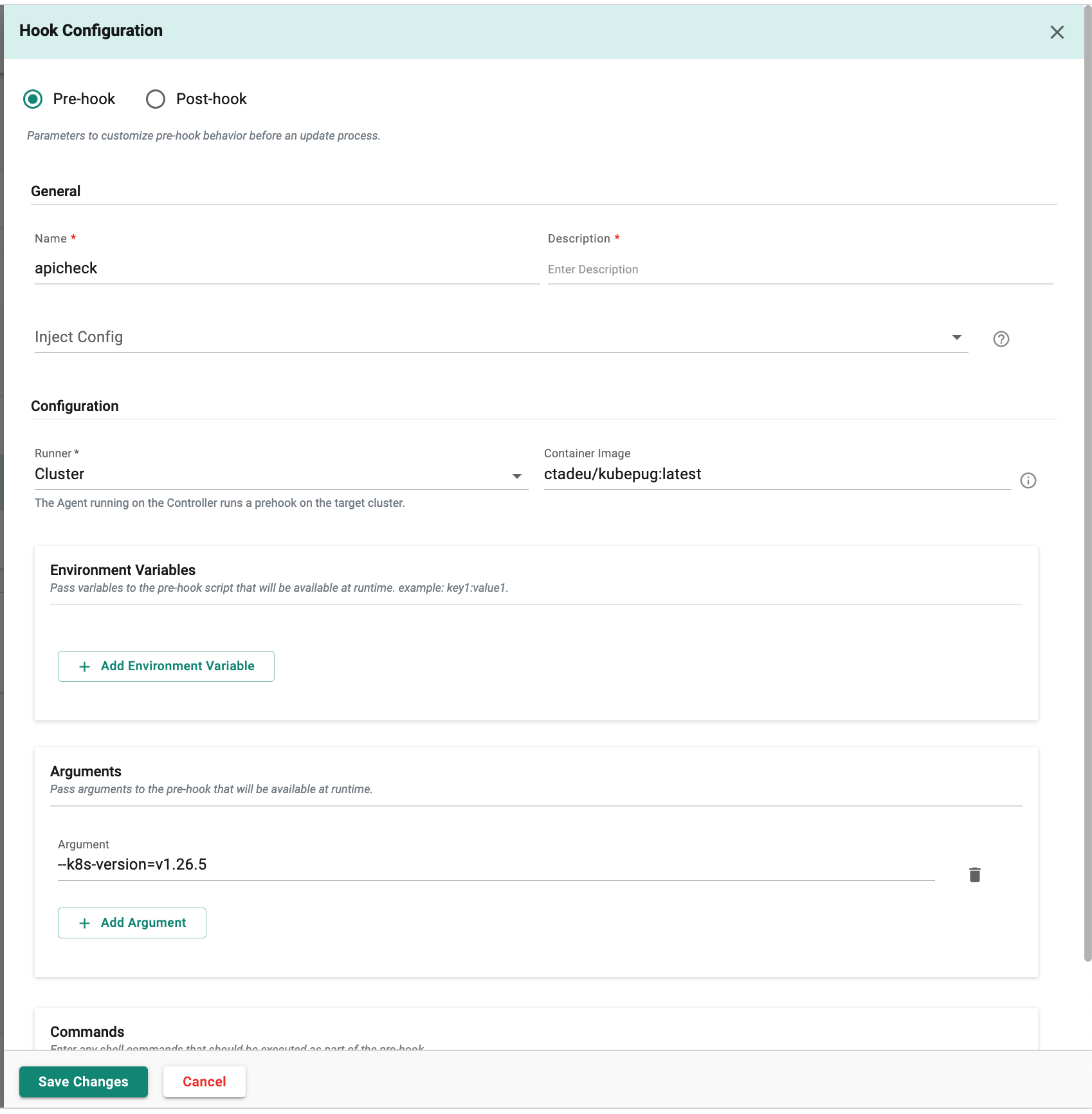 Prehook Configuration 