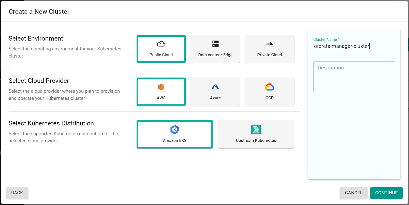 Create Cluster