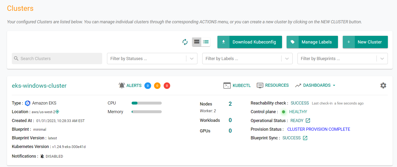 Provisioned Cluster