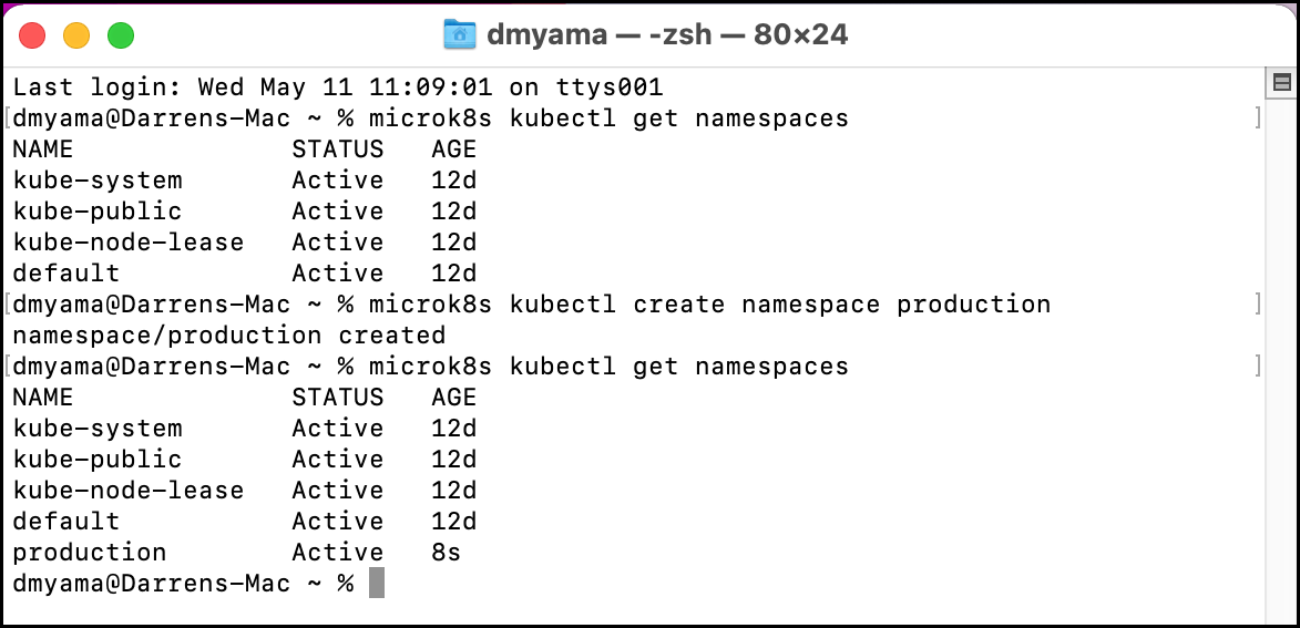 Get Namespaces Production