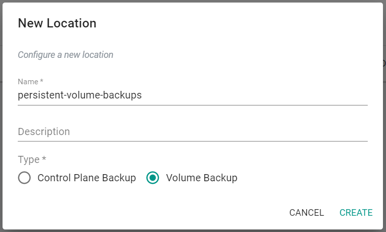 Volume Backup Location