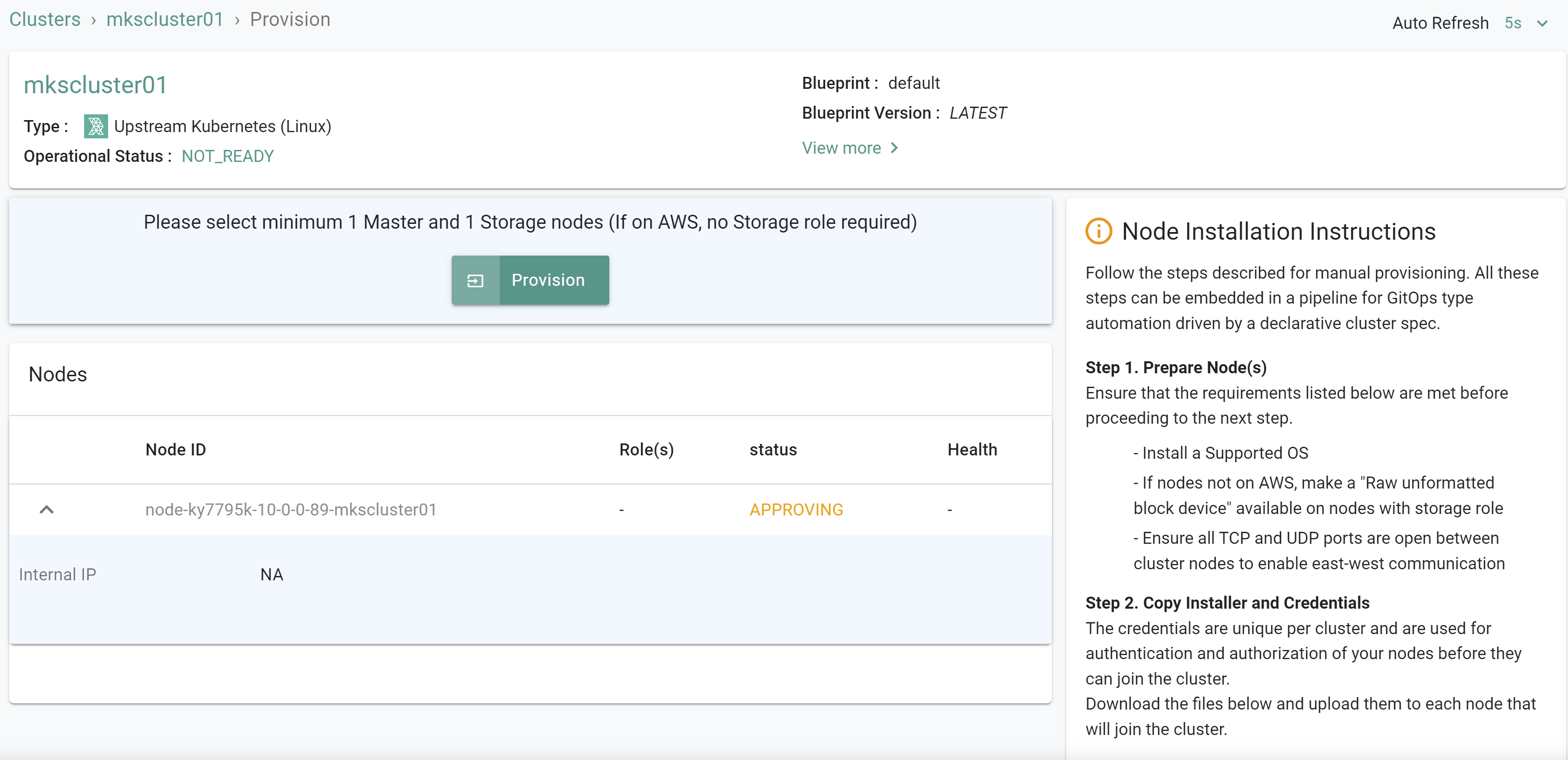 Cluster Provisioning