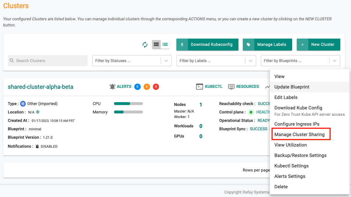 Share cluster