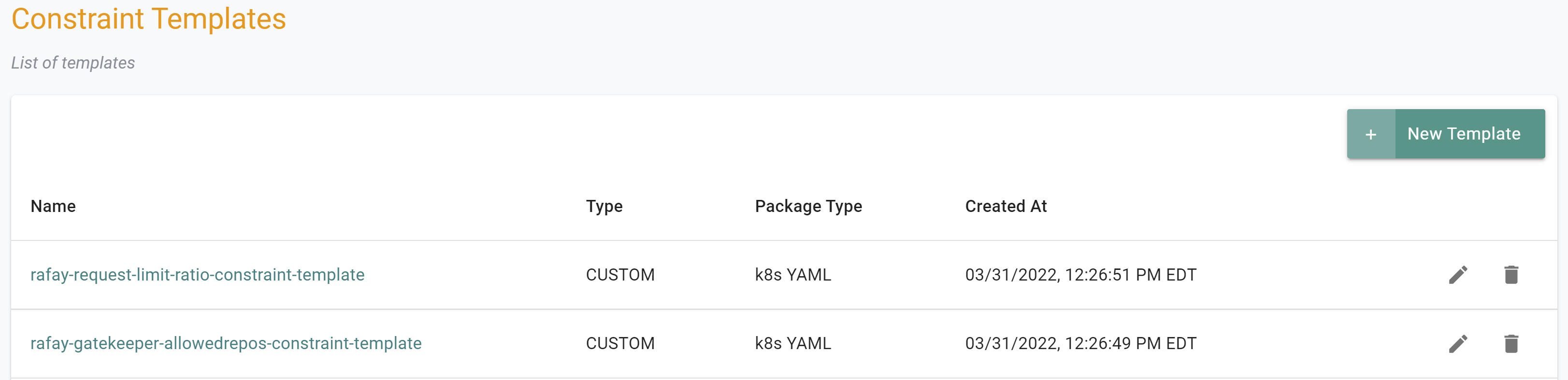 Constraint Templates