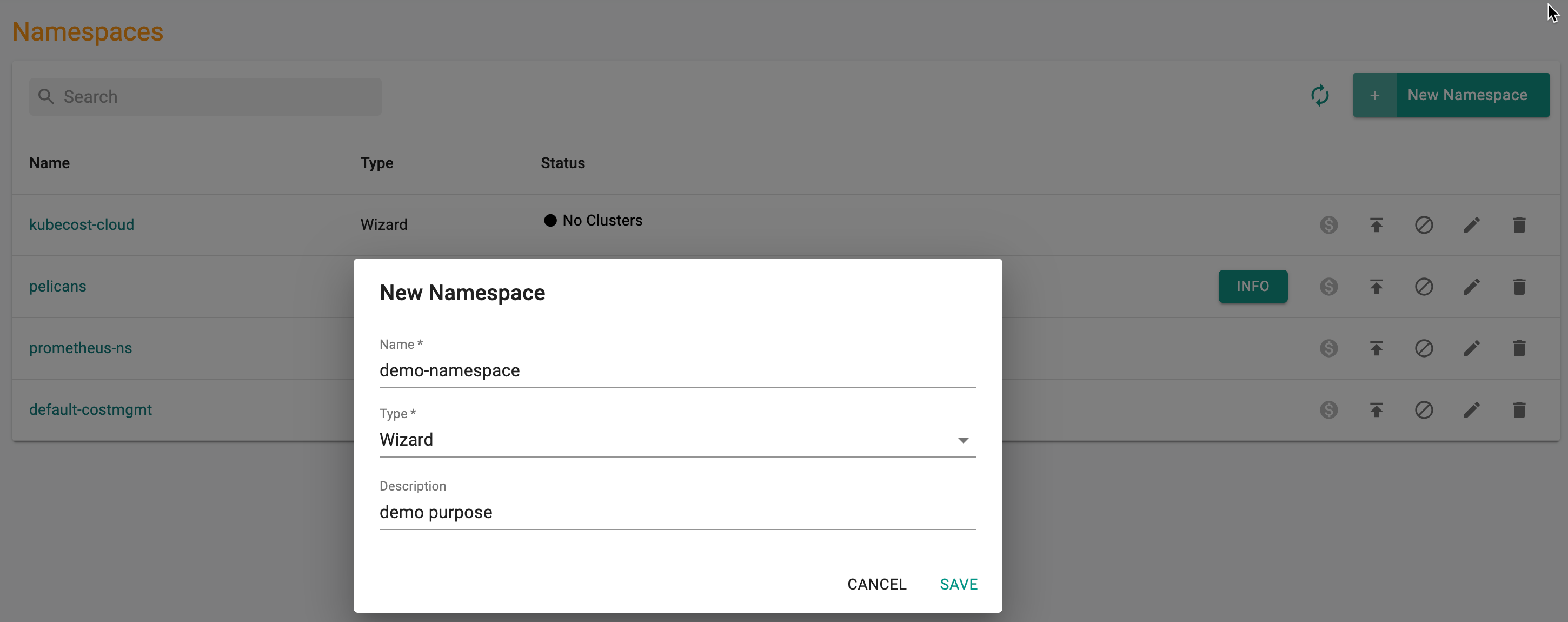 Create Namespace