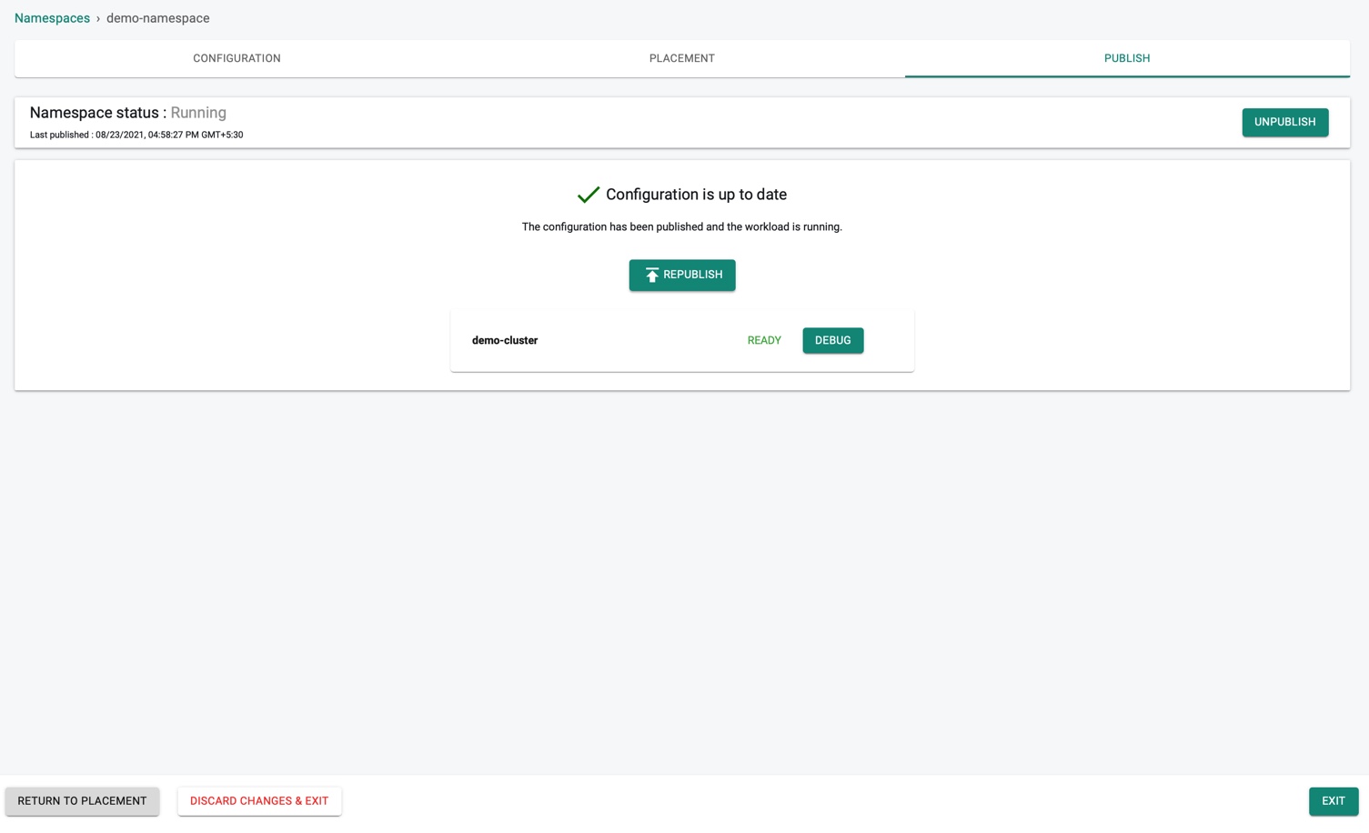 Publish Namespace