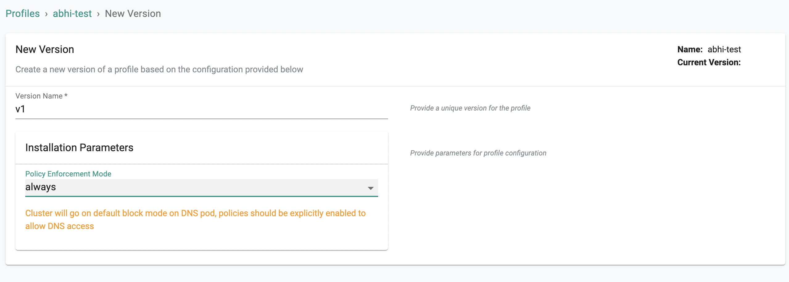 Installation Profile Creation