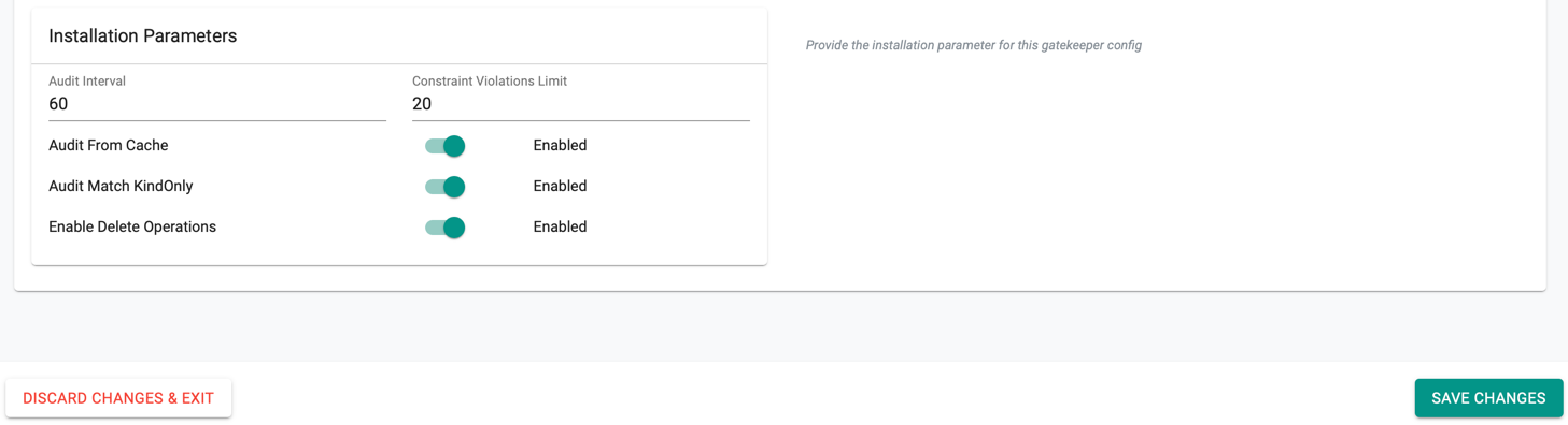 Installation Parameters