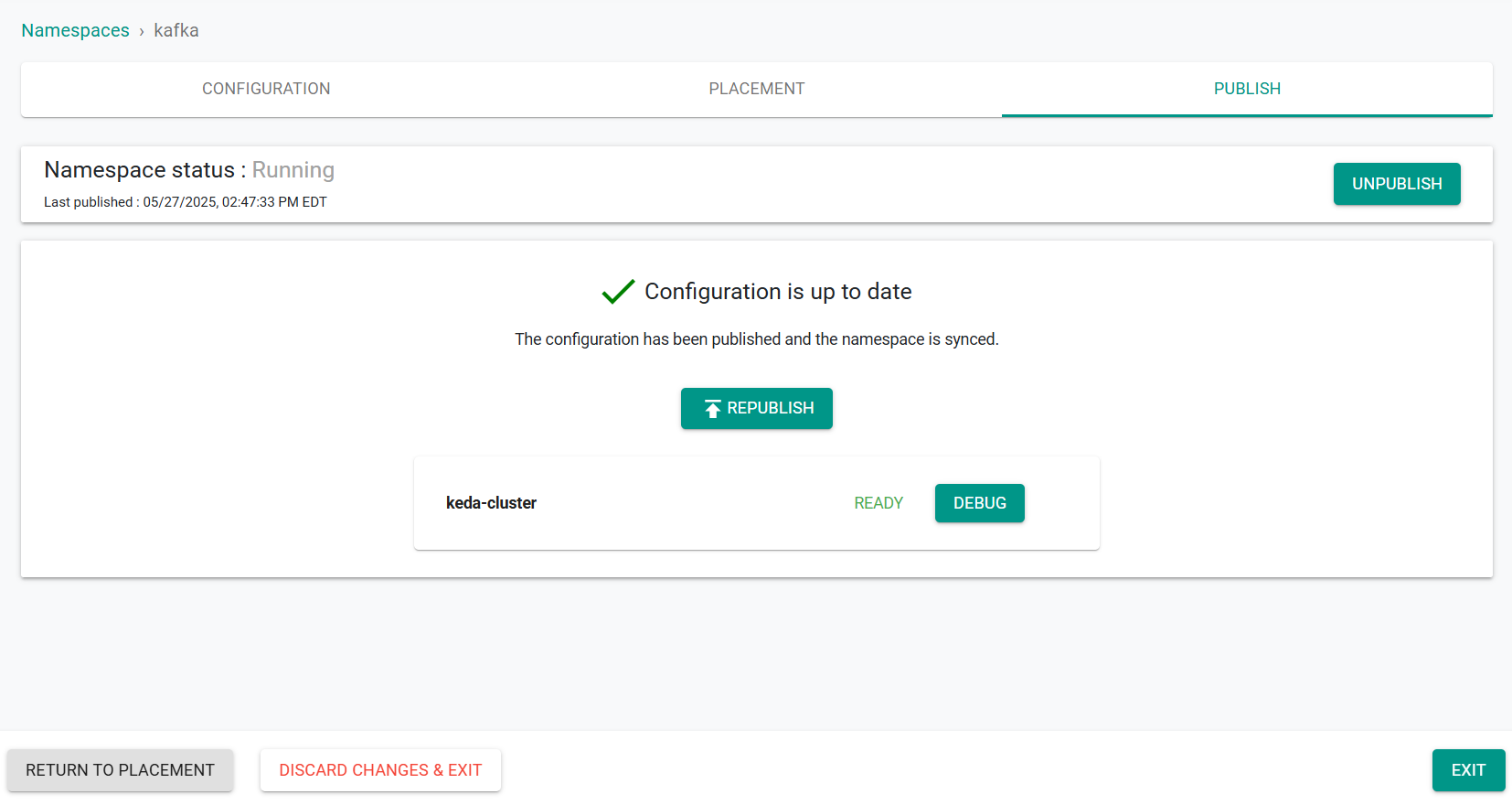 Create namespace