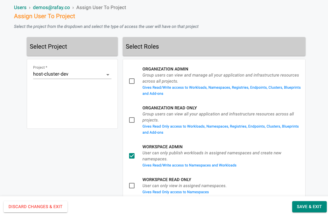 Workspace Admin role