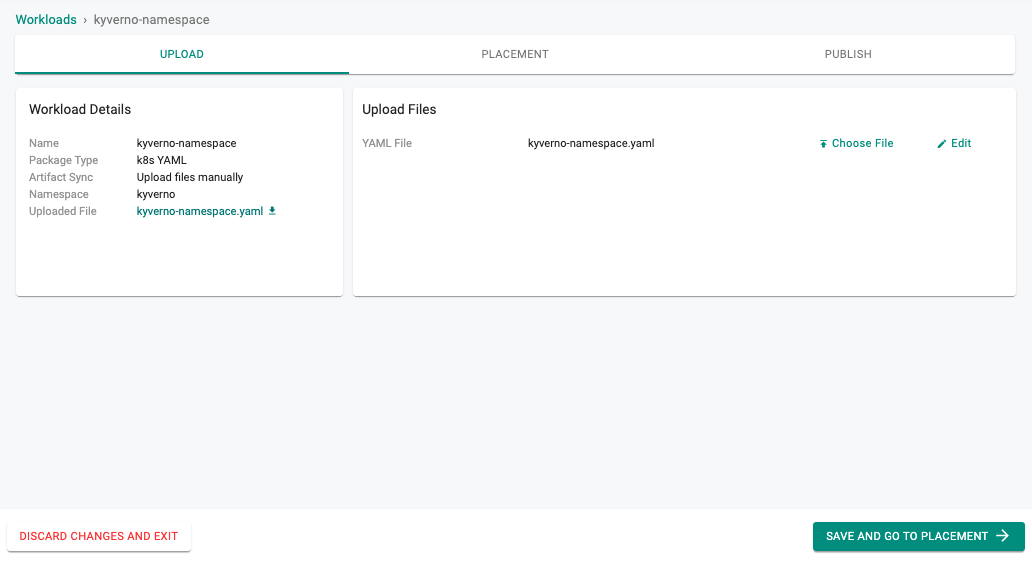 Namespace labels workload