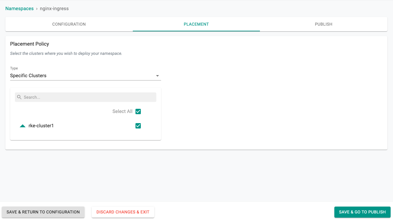 Publish Namespace