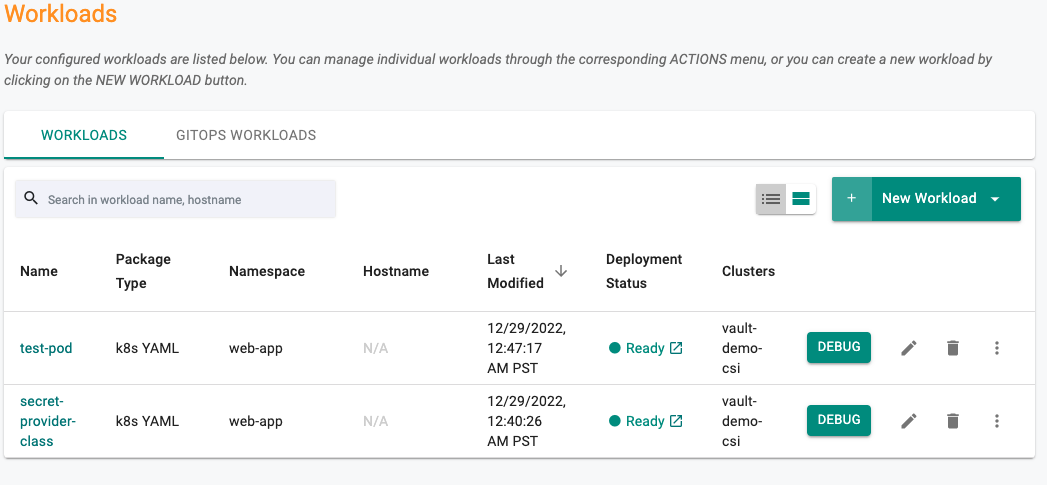 Create Workload