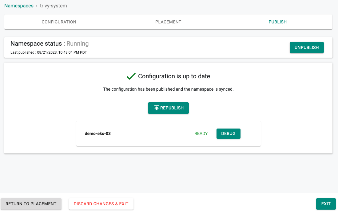 Publish Namespace