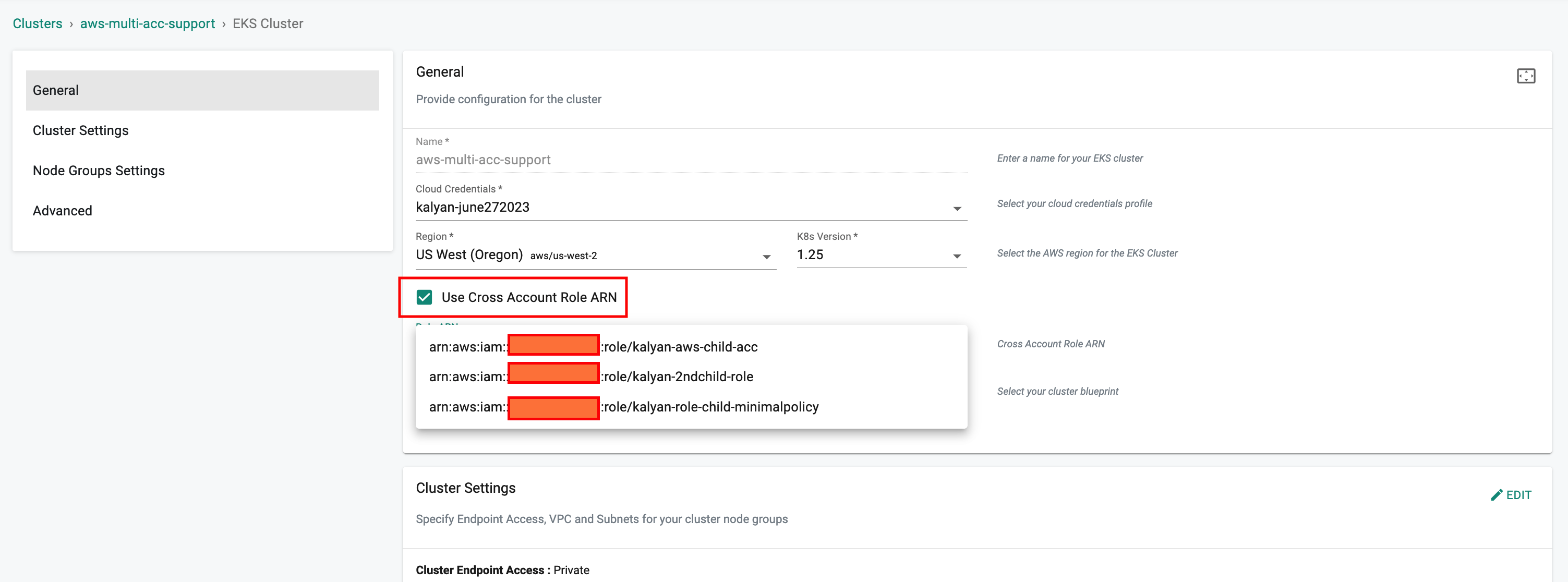 multiple aws role arn support