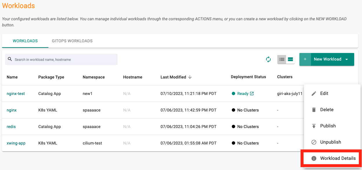 Workload Details