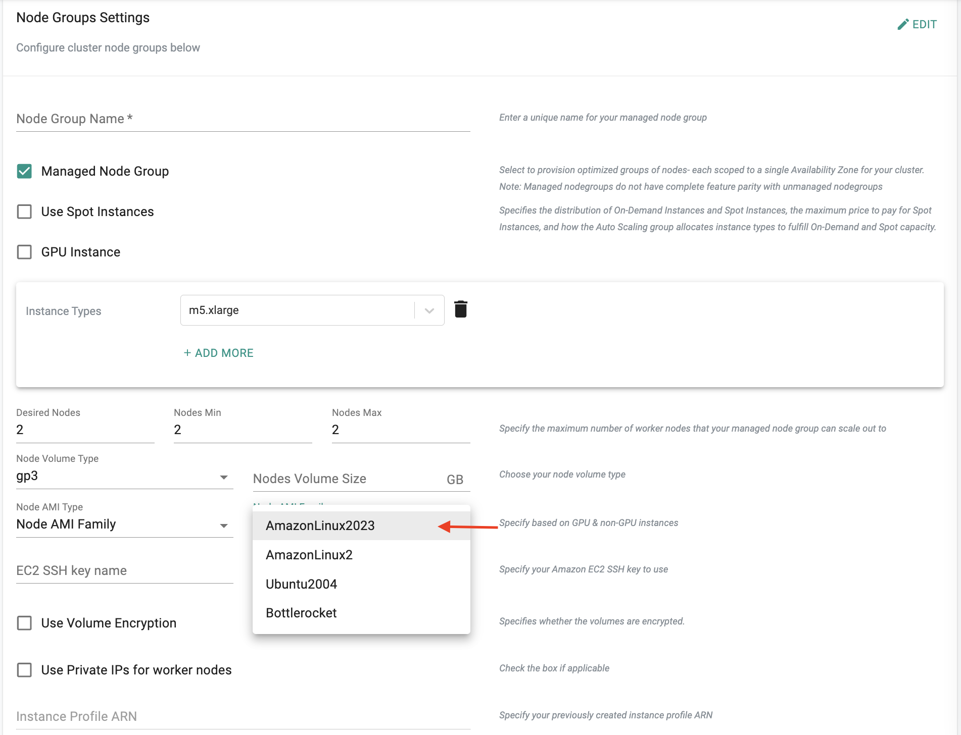 AL2023 Node Setting