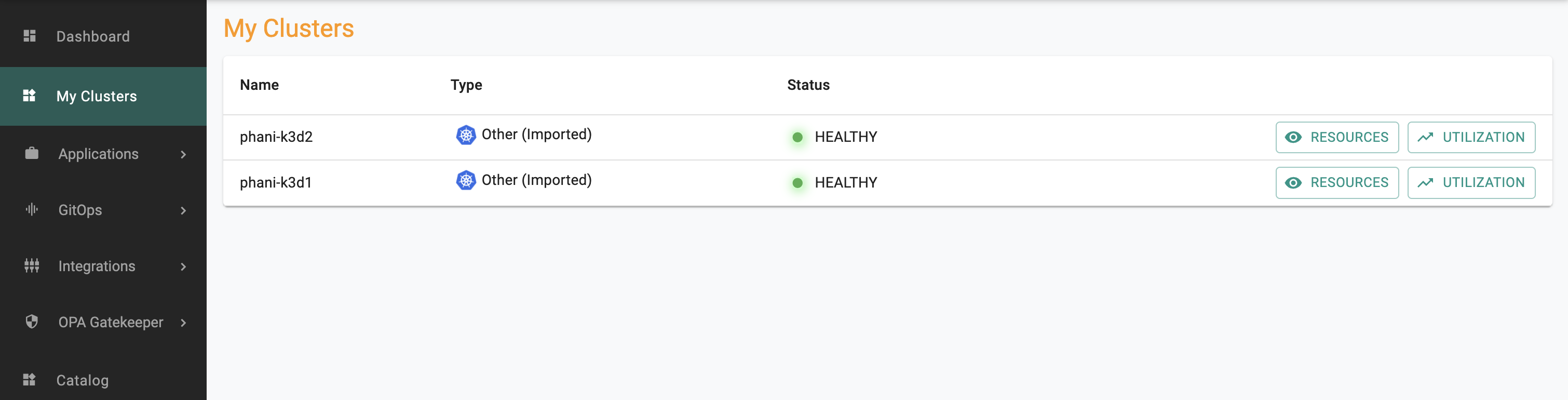 Clusters for Project Admins