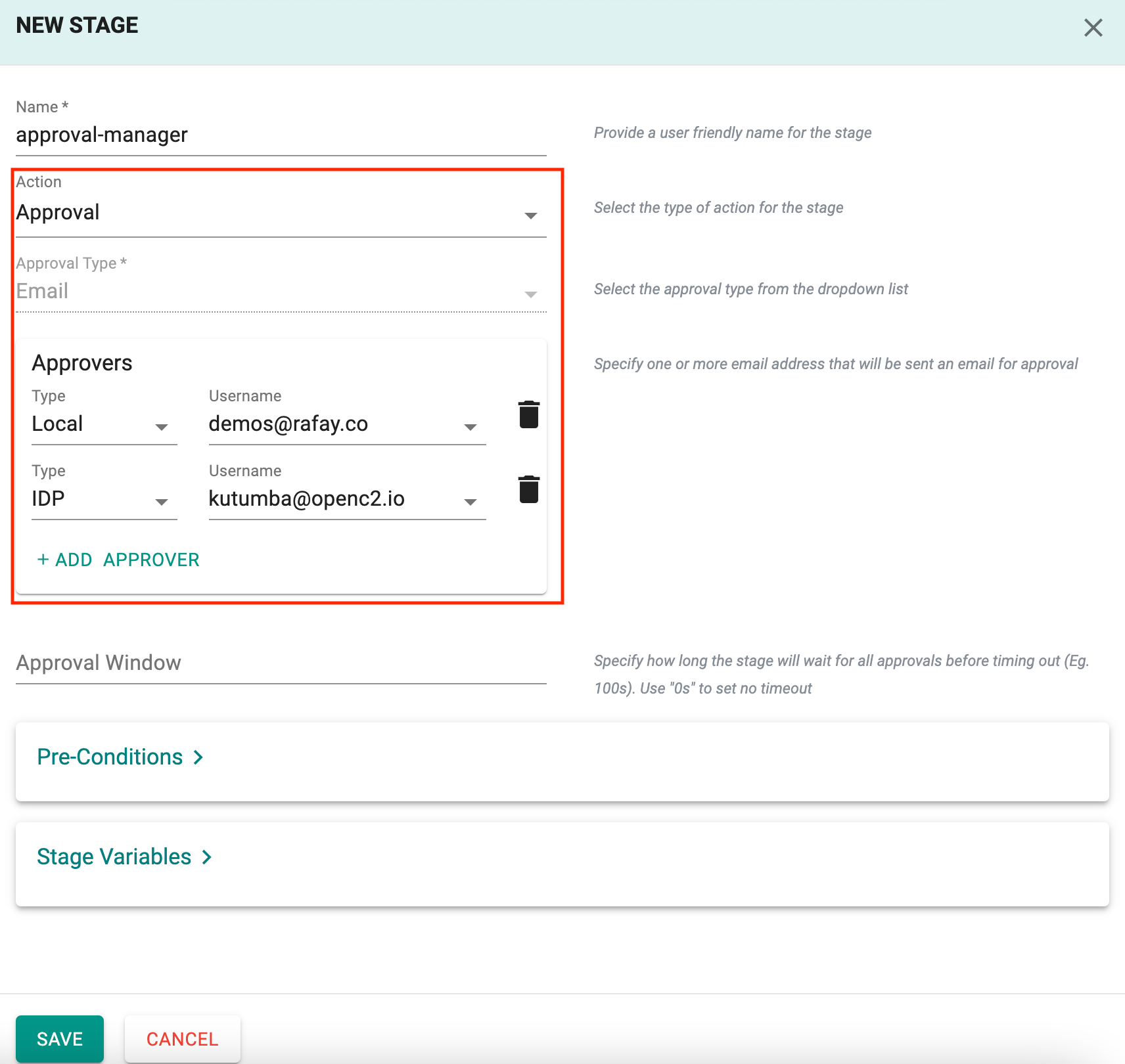 Users for Approval Stage