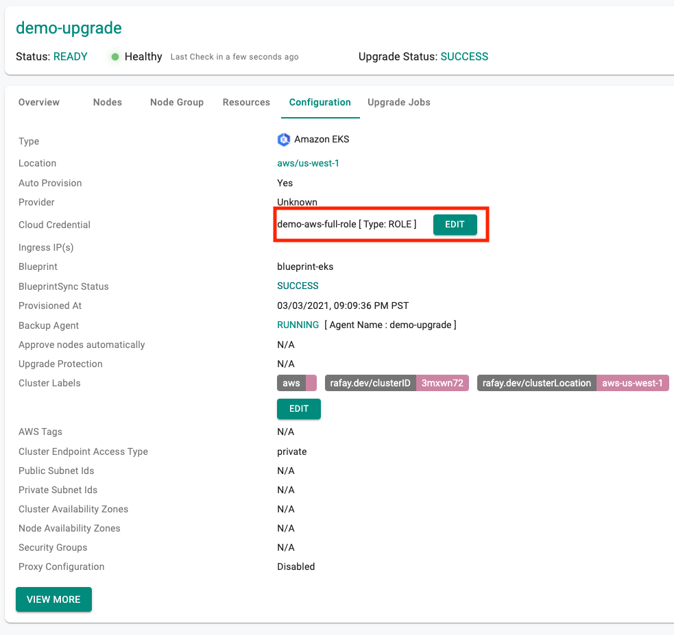 EKS Cloud Credentials