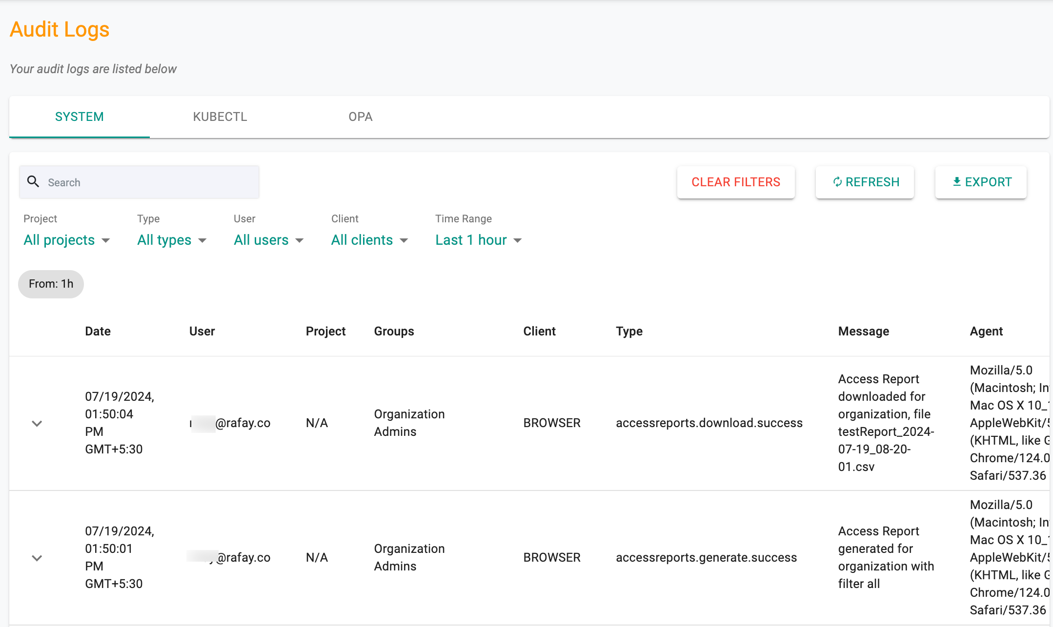 Audit Logs Console