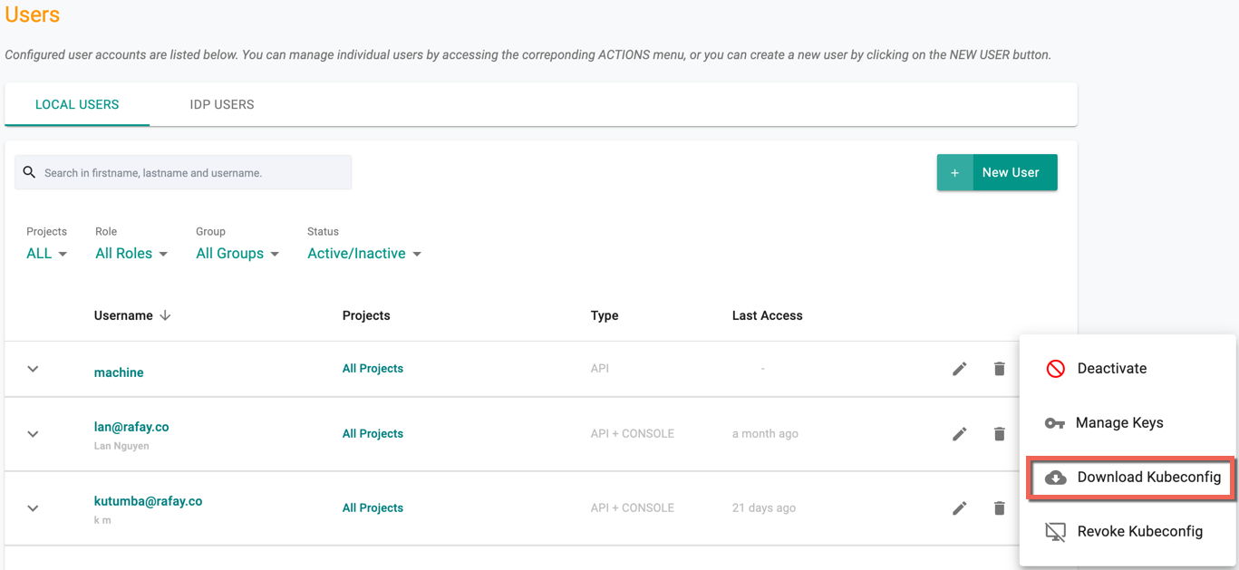 Download Kubeconfig