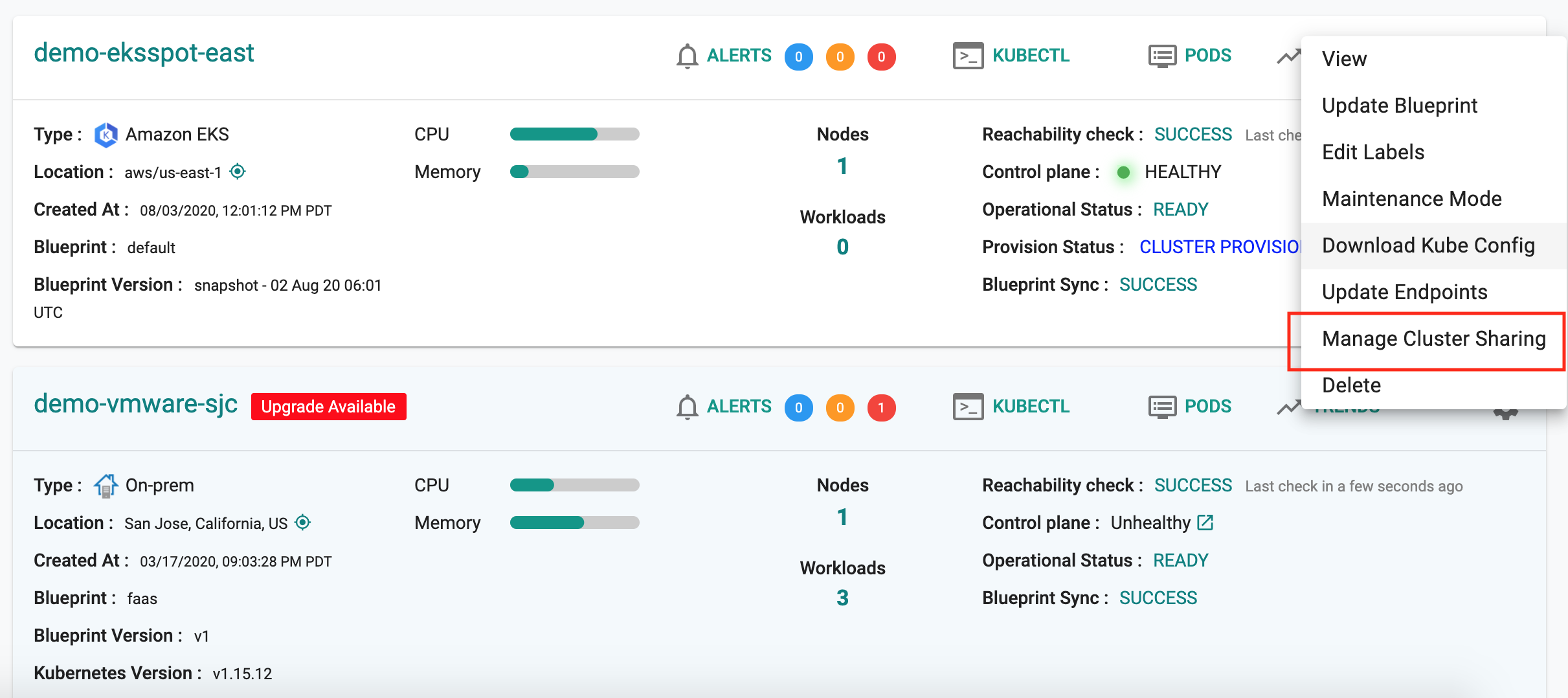 Enable Cluster Sharing