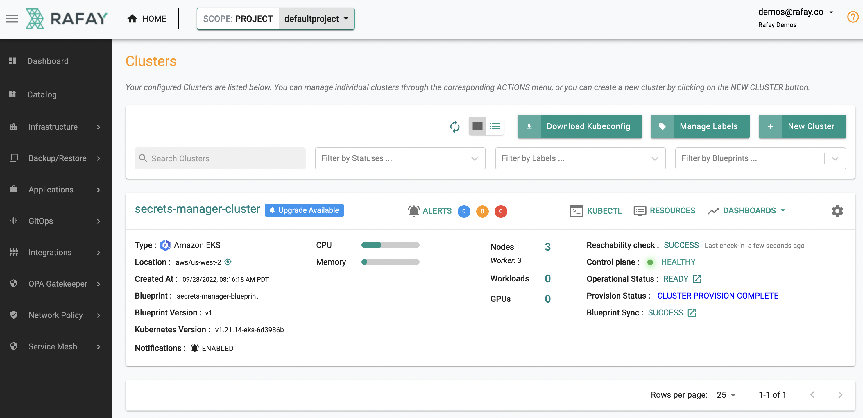 Cluster in Project