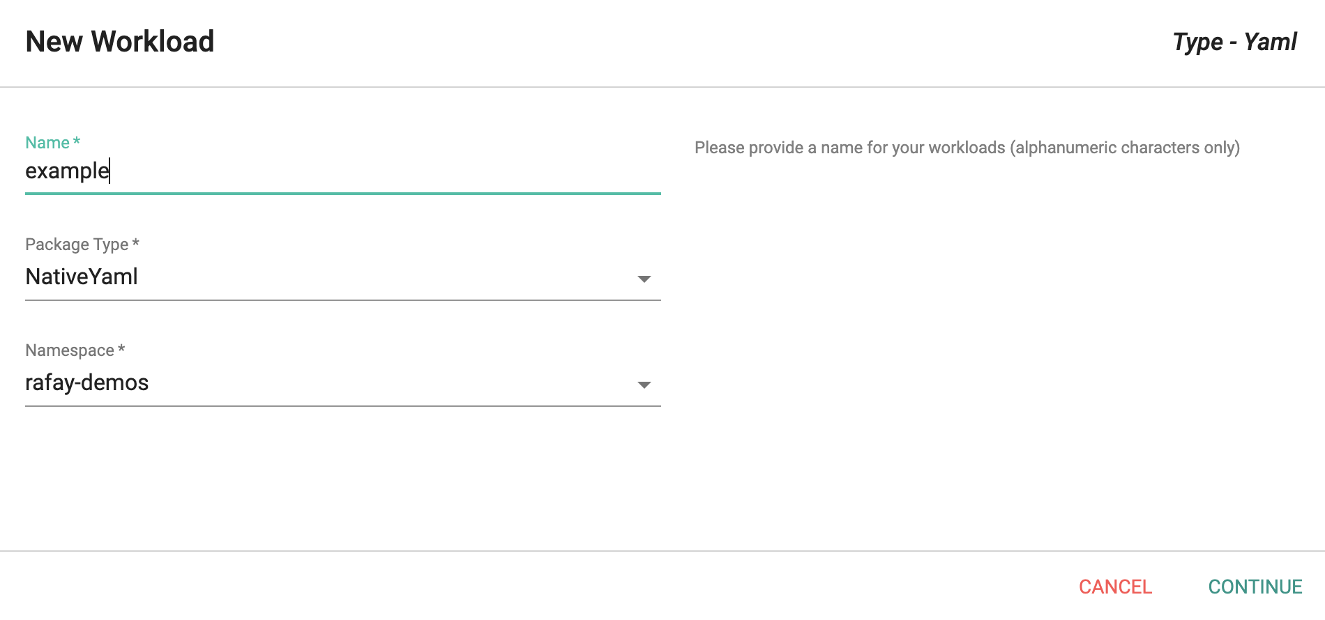 YAML based Workload