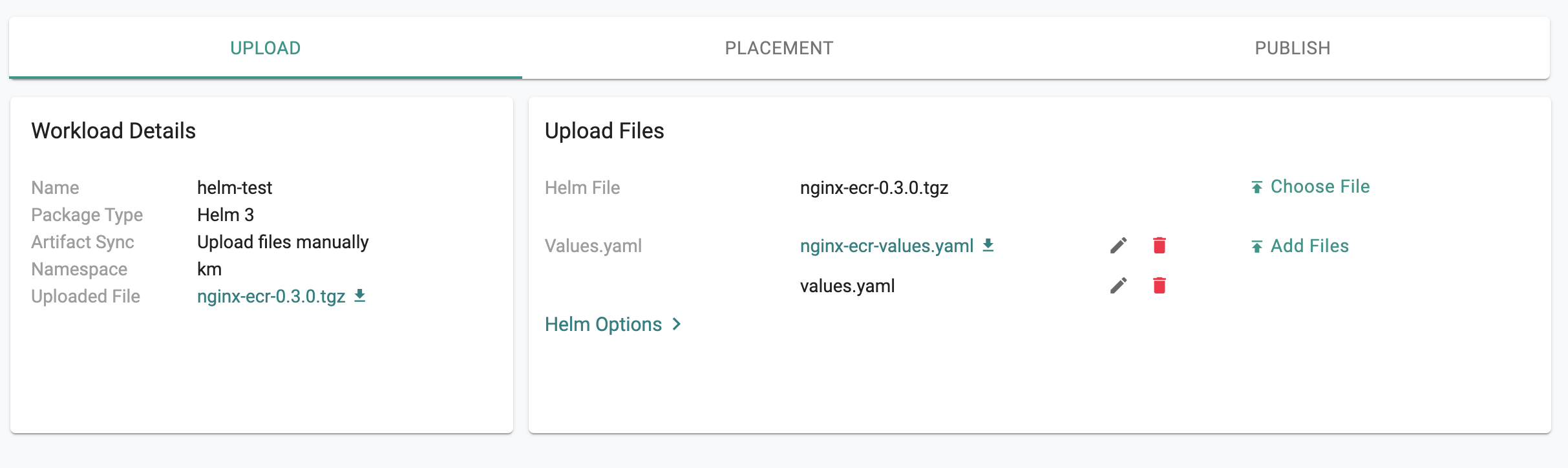 Configure Helm Workload