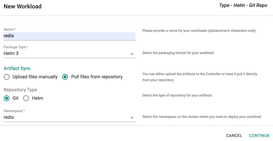 Create Helm Workload-Pull Artifacts