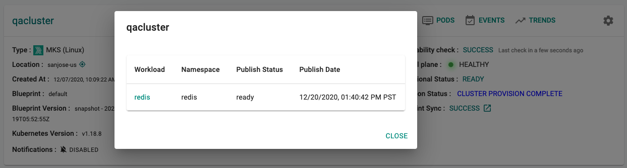 Workloads on Cluster Card