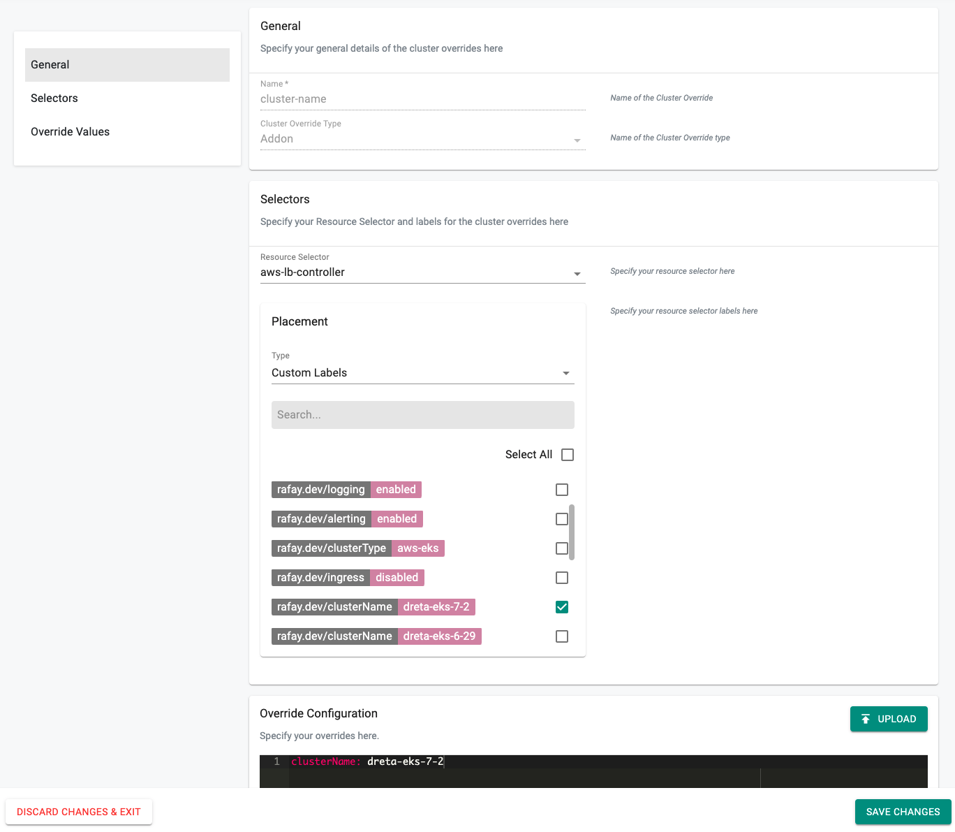 New Override Config