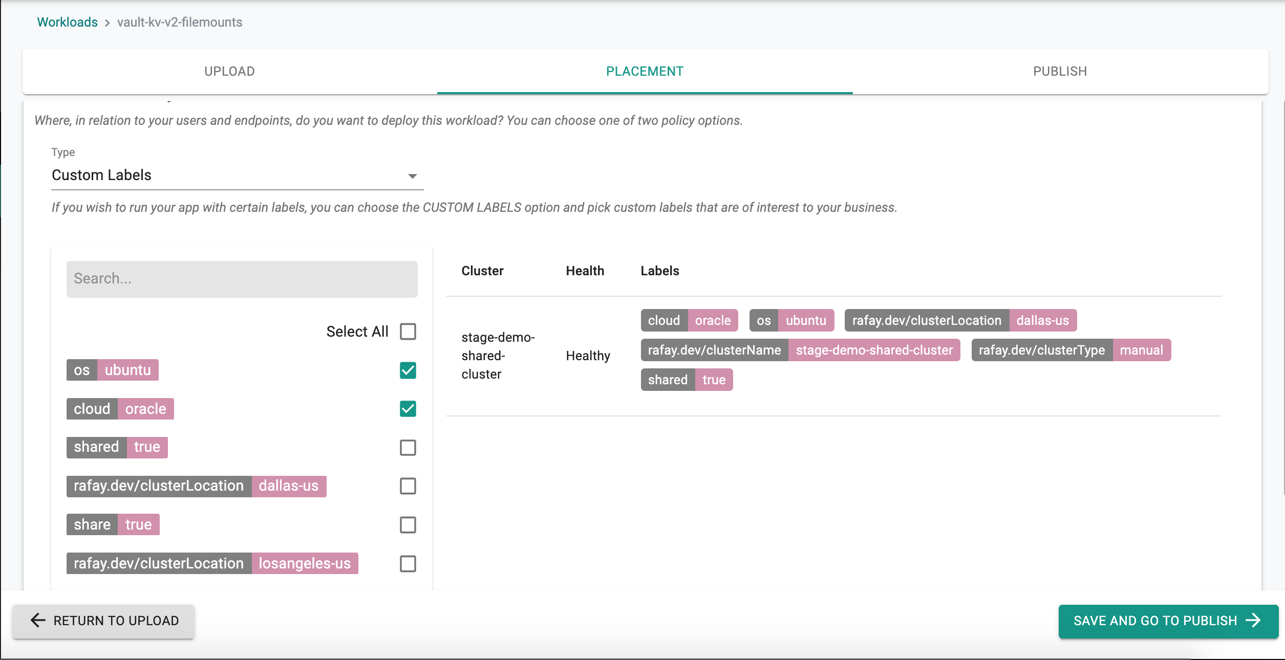 Specific Clusters Policy